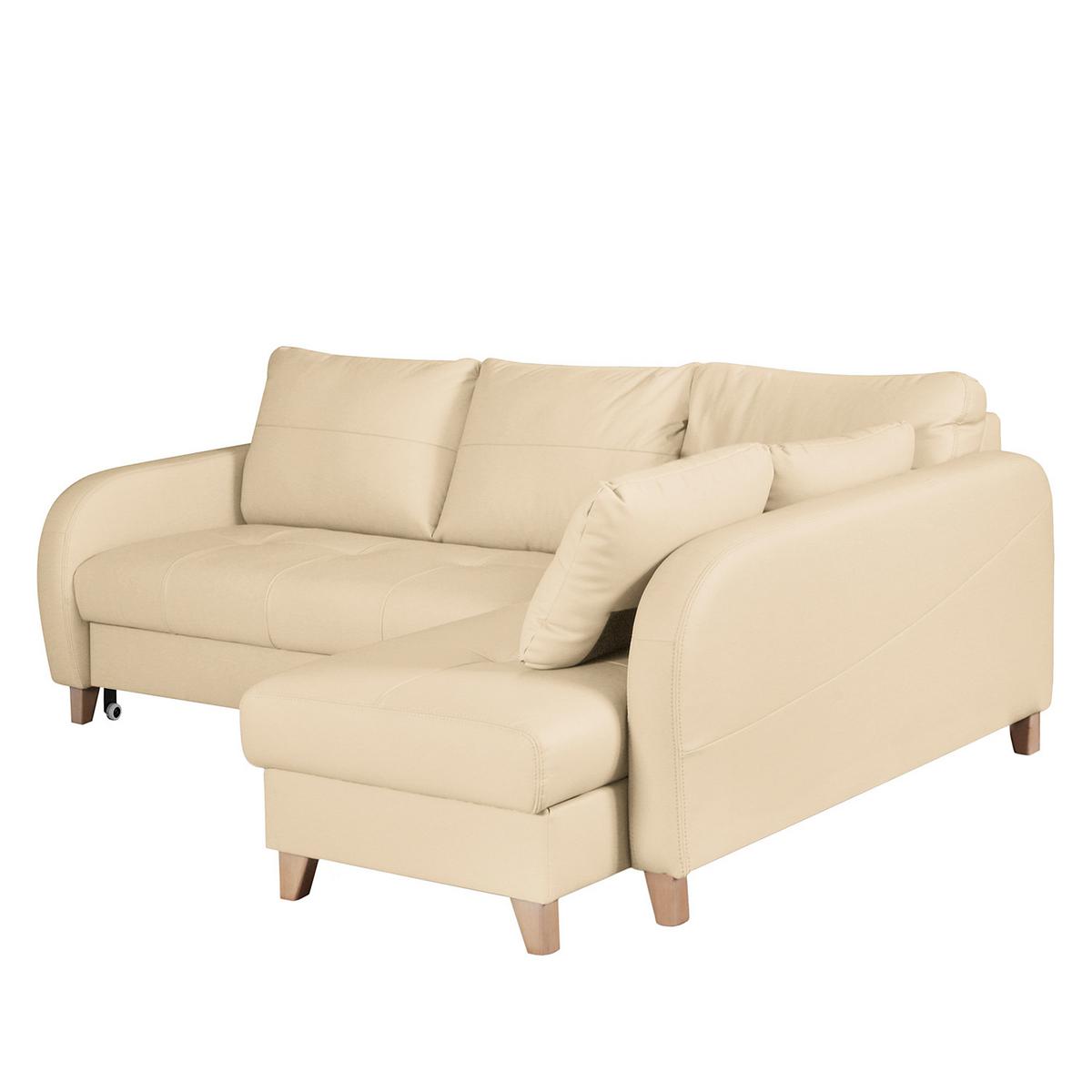 Ecksofa Compact Beige B: 227x168 Cm - Beige/Buchefarben, Design, Leder/Textil (227/168cm) - Livetastic