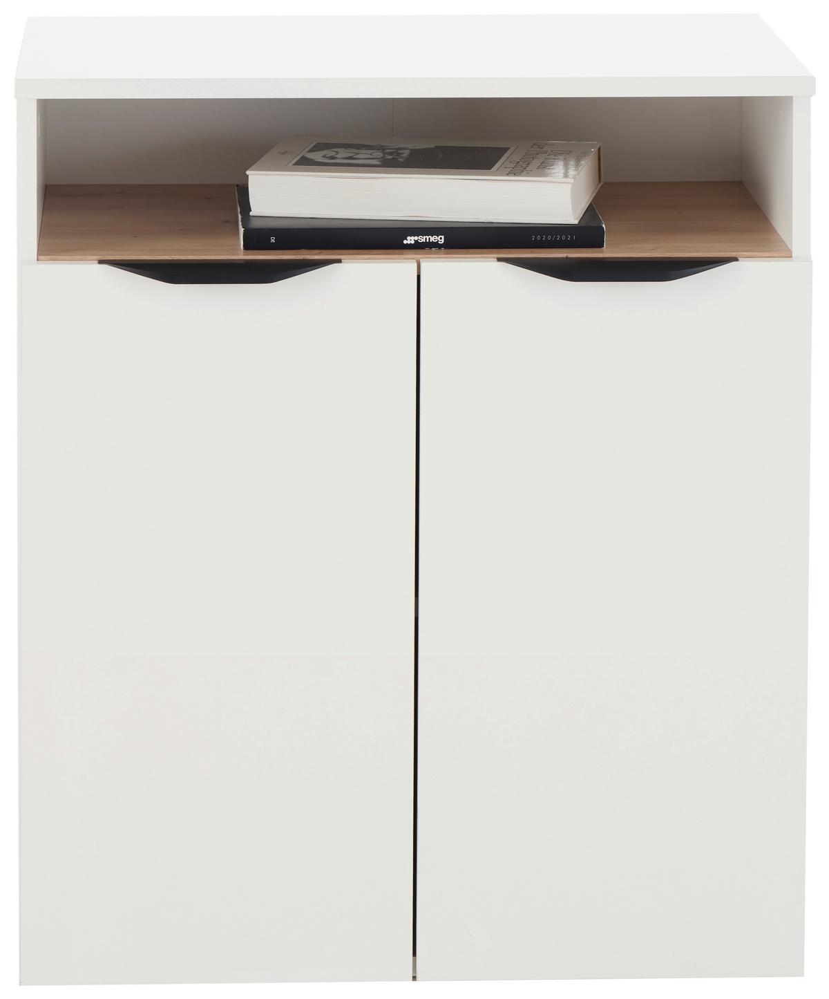 Aktenschrank Carlos 2-Türig Weiß, B: 64,5 cm - Weiß/Eiche Artisan, Trend, Holzwerkstoff (64,5/74,2/40cm)