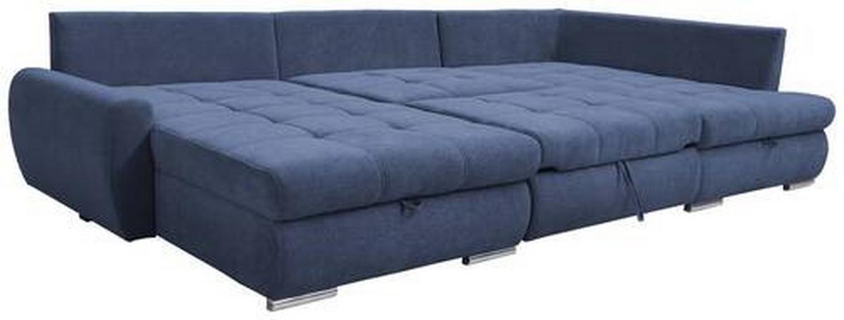 Ecksofa Canion - Chromfarben/Dunkelblau, Design, Textil (174/322/173cm) - Livetastic