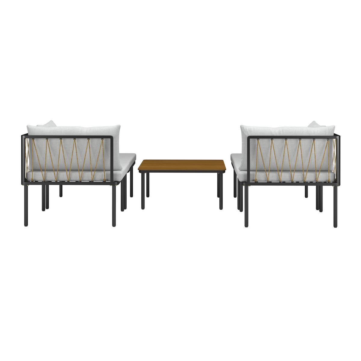 Loungegarnitur Vienna - Schwarz/Grau, MODERN, Holz/Textil (70/30/77cm) - Beldano