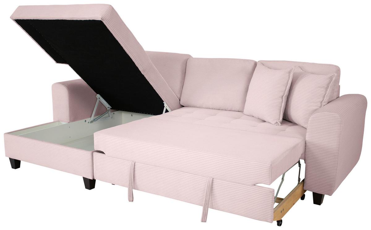 Ecksofa Moritz Rosa S: ca. 155x265 cm - Rosa, Trend, Textil (155/265cm)