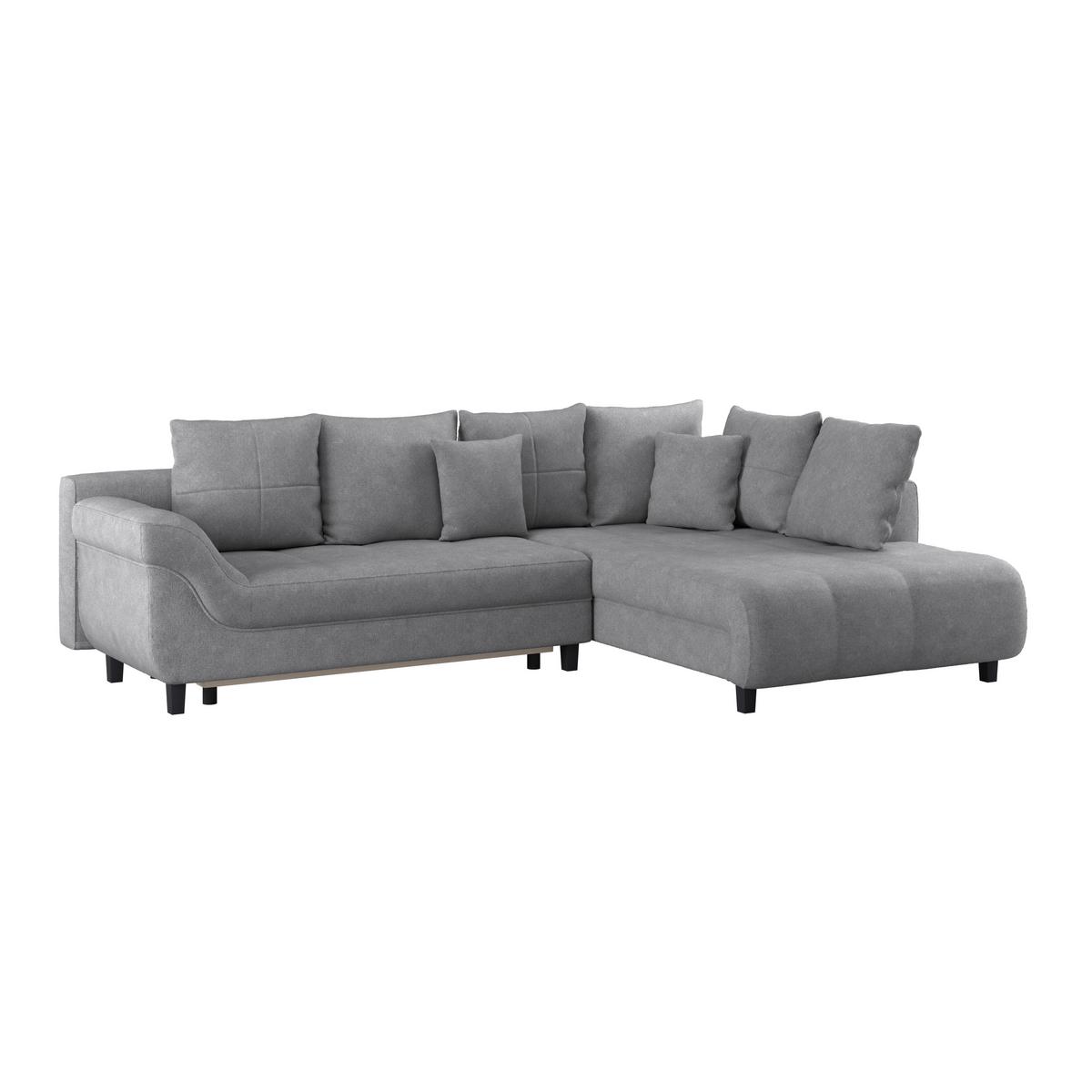 Rohová sedačka MENDOZA, pravá, sivá - čierna/sivá, Design, drevo/textil (309/197cm) - Ondega