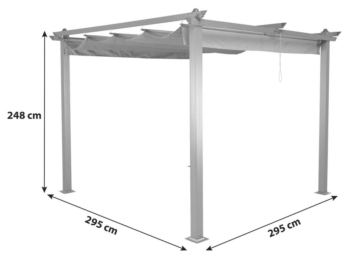 Pavillon Lazio 295x295cm , Gartenpavillon - Dunkelgrau, KONVENTIONELL, Textil/Metall (295/248/295cm) - Gardenson
