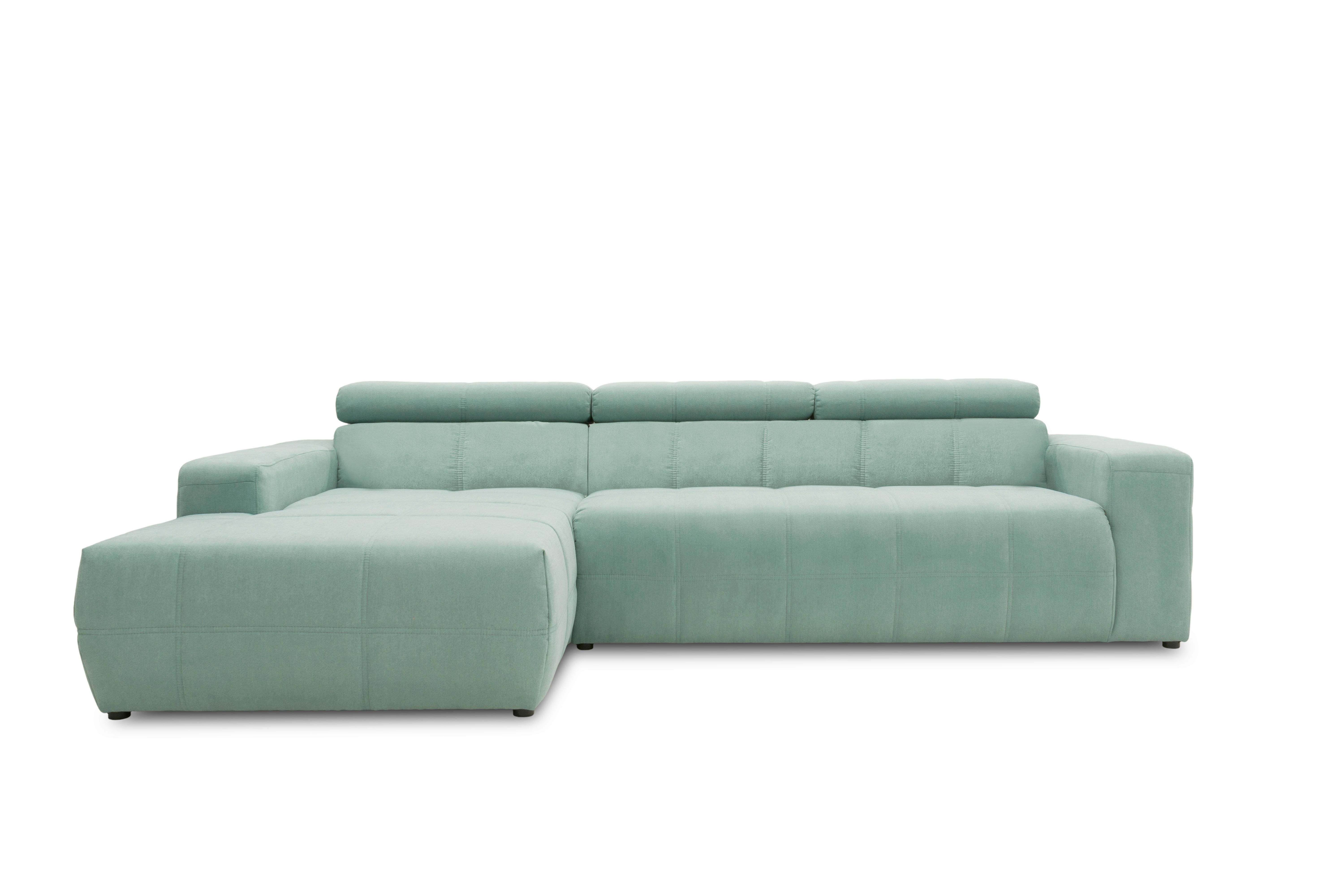 Ecksofa Mit Sitztiefen- Verstellung Brandon Mintgrün - Schwarz/Mintgrün, Design, Textil (175/285cm) - MID.YOU