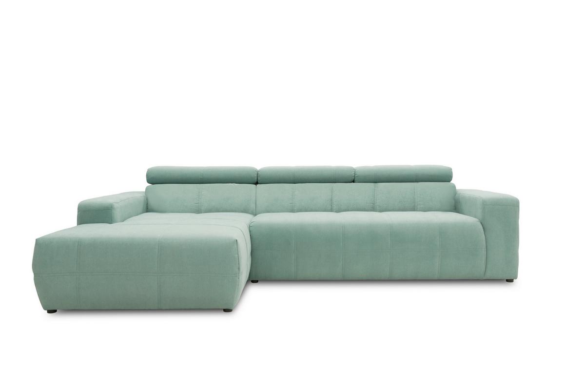 Ecksofa Mit Sitztiefen- Verstellung Brandon Mintgrün - Schwarz/Mintgrün, Design, Textil (175/285cm) - MID.YOU