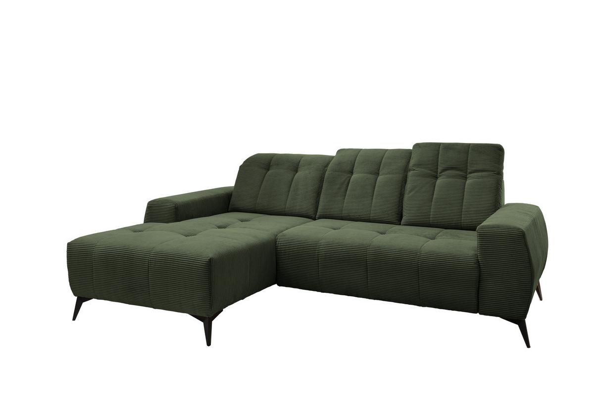 Ecksofa mit USB Anschluss Sano, Dunkelgrün,s: 180x258 cm - Dunkelgrün/Schwarz, MODERN, Textil (180/258cm) - Livetastic