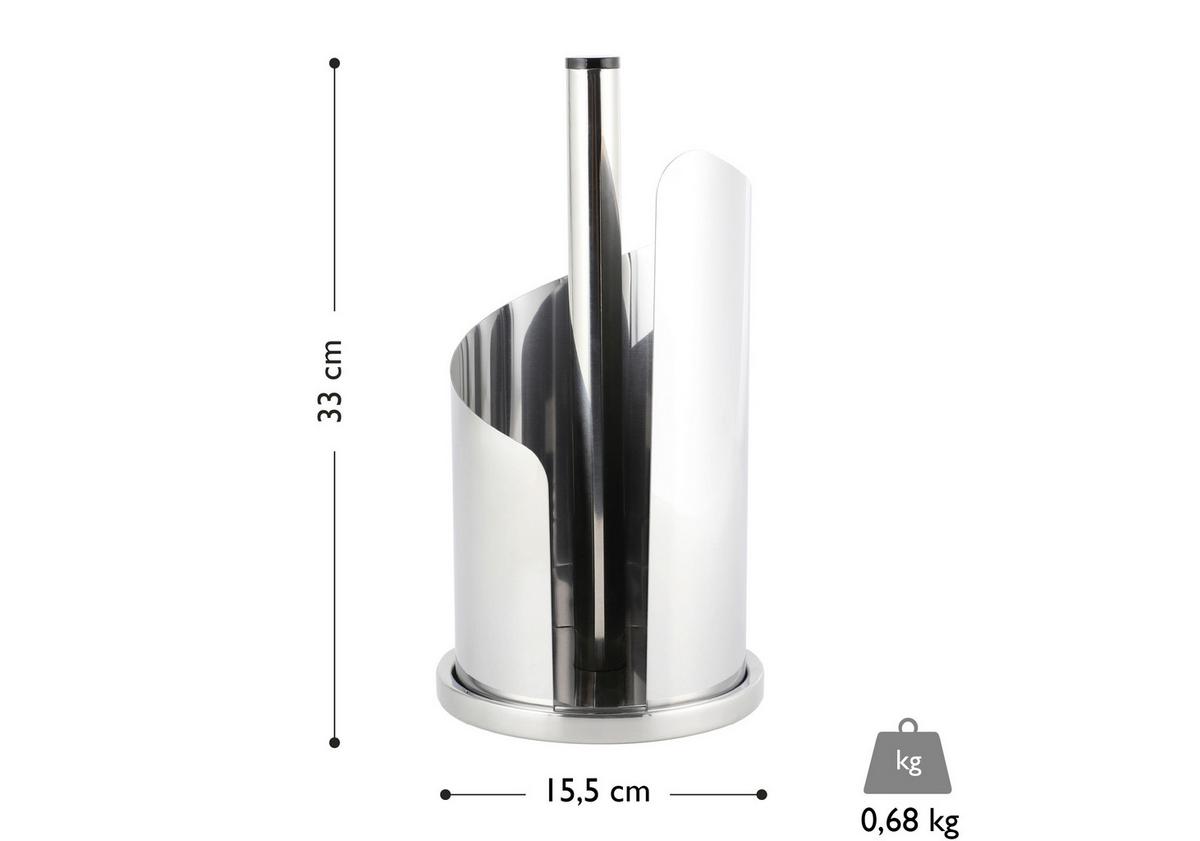 Küchenrollenhalter Edelstahl Silberfarben Rutschfest - Silberfarben, Basics, Metall (15,5/33cm) - Echtwerk
