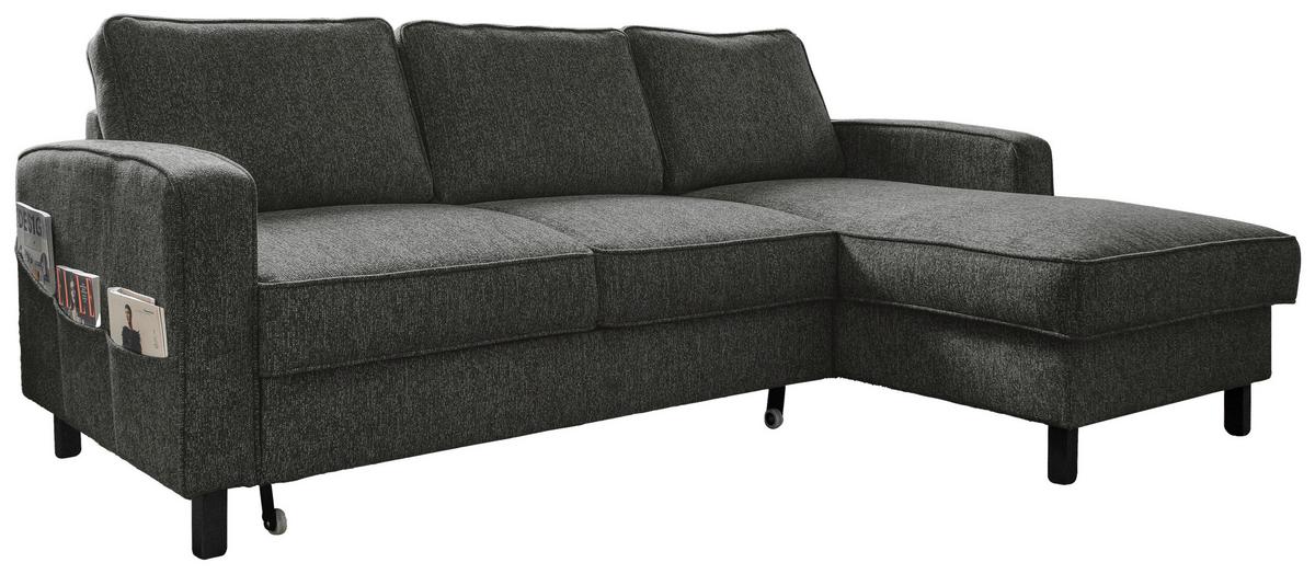 Ecksofa Molly Dunkelgrau S: 228x148 Cm - Dunkelgrau/Schwarz, Textil (228/148cm) - MID.YOU