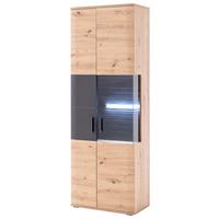 Vitrine B: 70 Cm Cortona Anthrazit/eichefarben - Eichefarben/Anthrazit, Design, Glas/Holzwerkstoff (70/198/37cm) - Livetastic