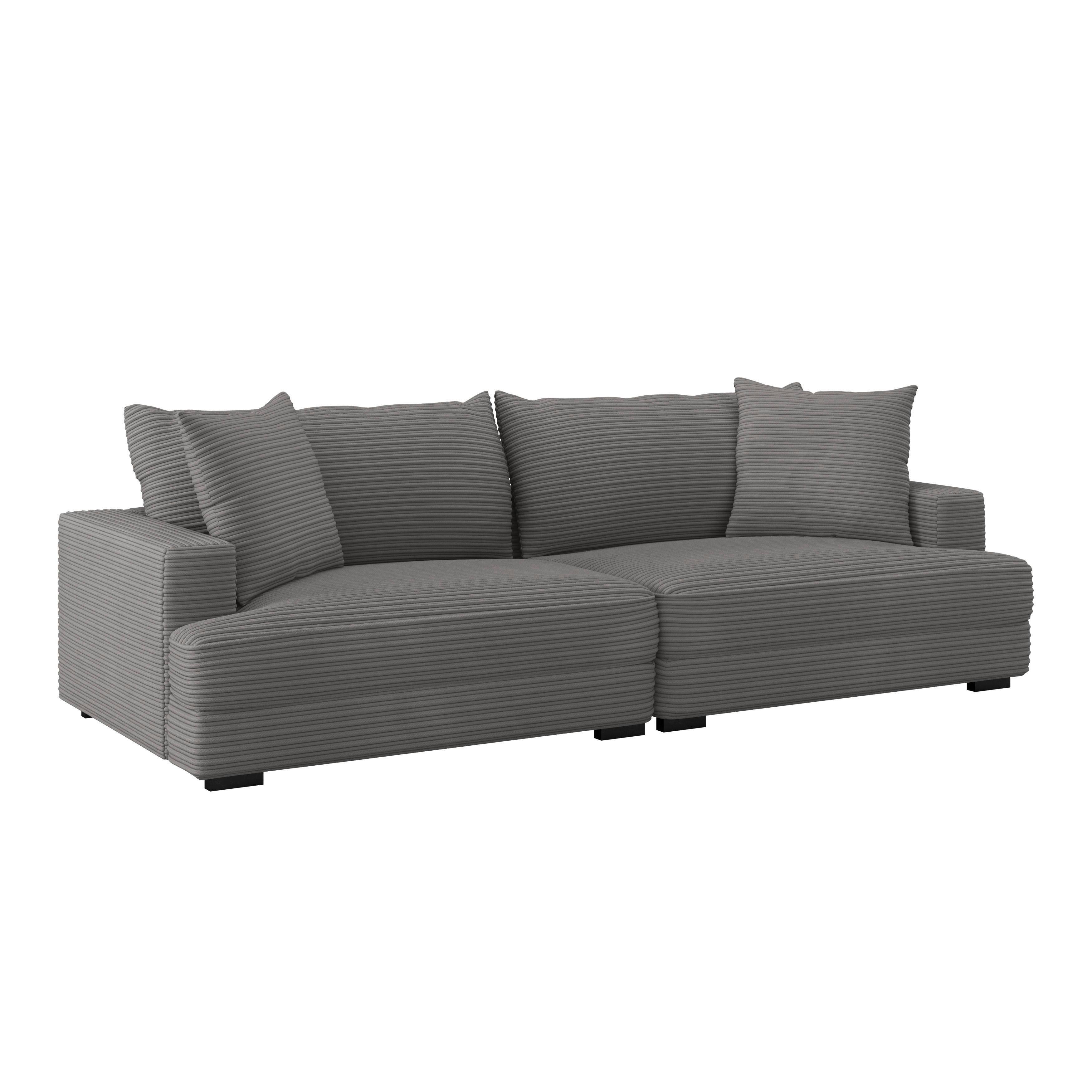 Megasofa Pelle-Megasofa - Wengefarben/Anthrazit, Trend, Textil (261/124cm) - Luca Bessoni