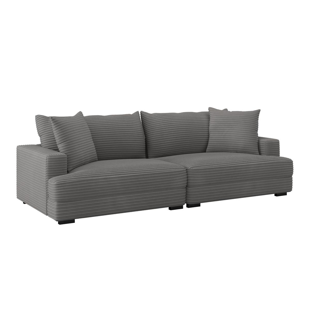 Megasofa Pelle-Megasofa - Wengefarben/Anthrazit, Trend, Textil (261/124cm) - Luca Bessoni