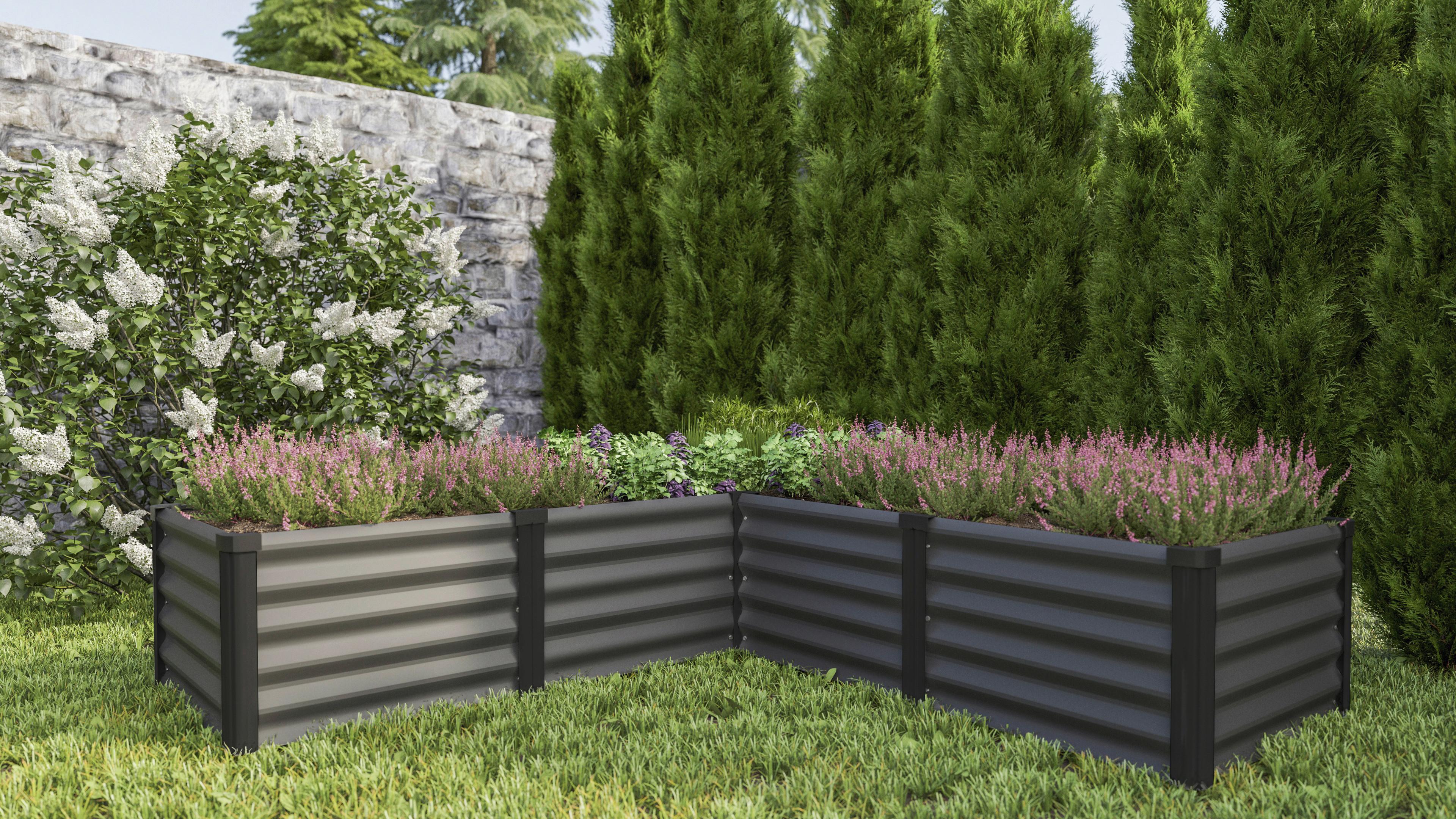 Hochbeet Stahl Linus In & Out BHT: 185x40,3x185 cm Schwarz - Schwarz/Alufarben, Basics, Metall (185/40,3/185cm)