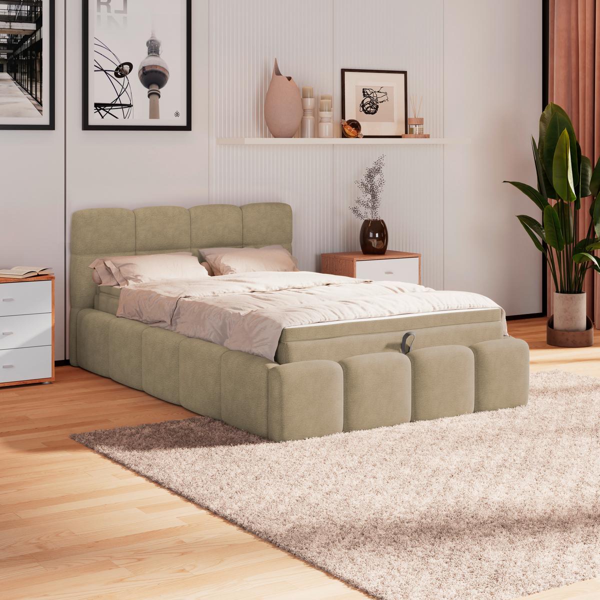 Polsterbett Noe Braun 140x200 cm - Schwarz/Braun, Trend, Textil/Metall (140/200cm)