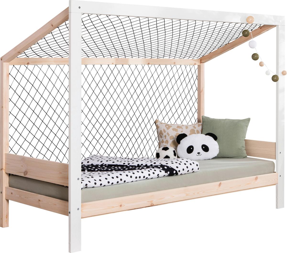 Bodenbett mit Rollrost 90x200 cm Natufarben/Weiß - Naturfarben/Weiß, MODERN, Holz (90/200cm) - MID.YOU