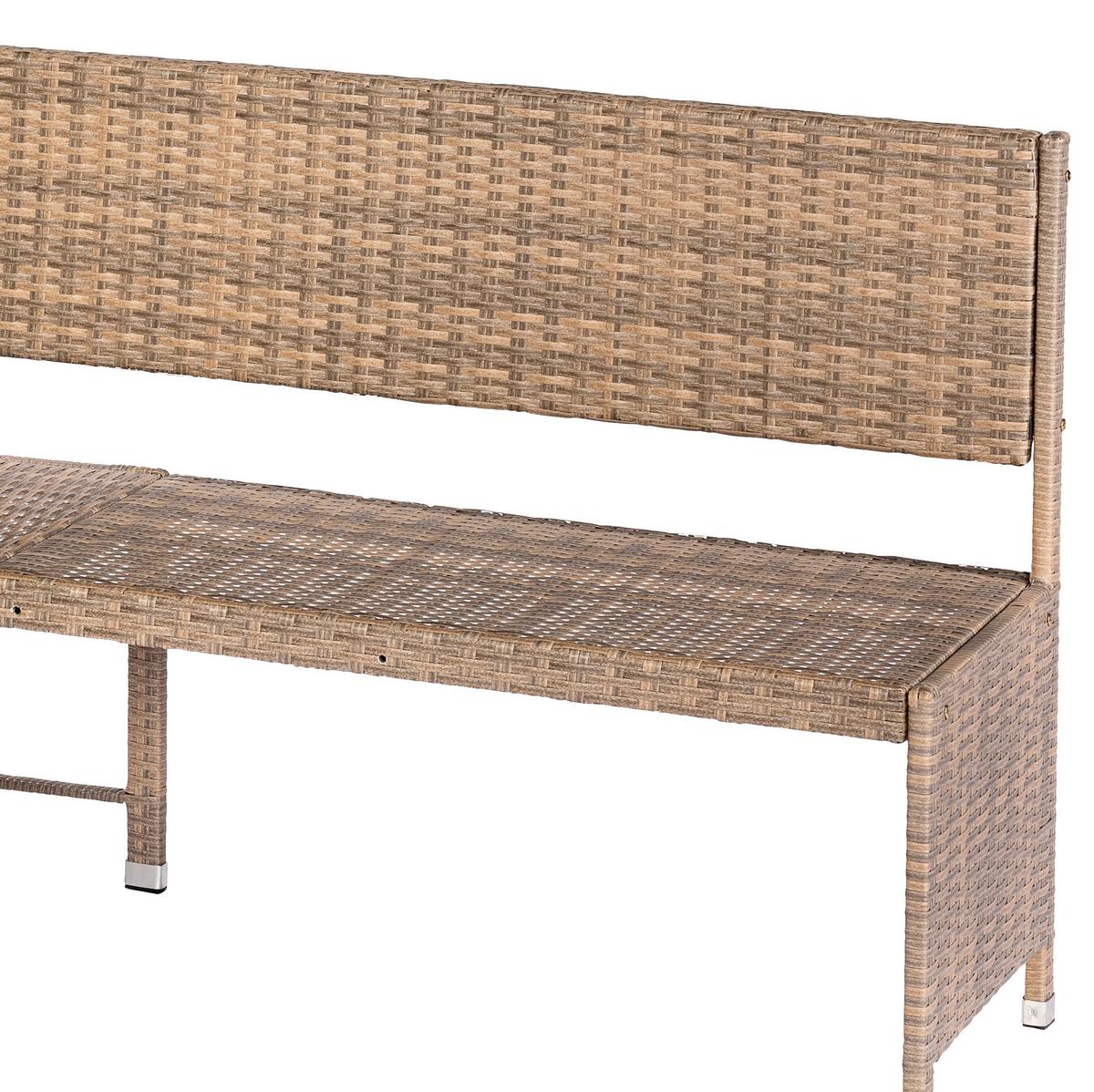 Gartenbank Kunststoff 2-Sitzer Eckbank - Naturfarben/Cappuccino, KONVENTIONELL, Kunststoff/Textil (100/148cm) - Gardenson