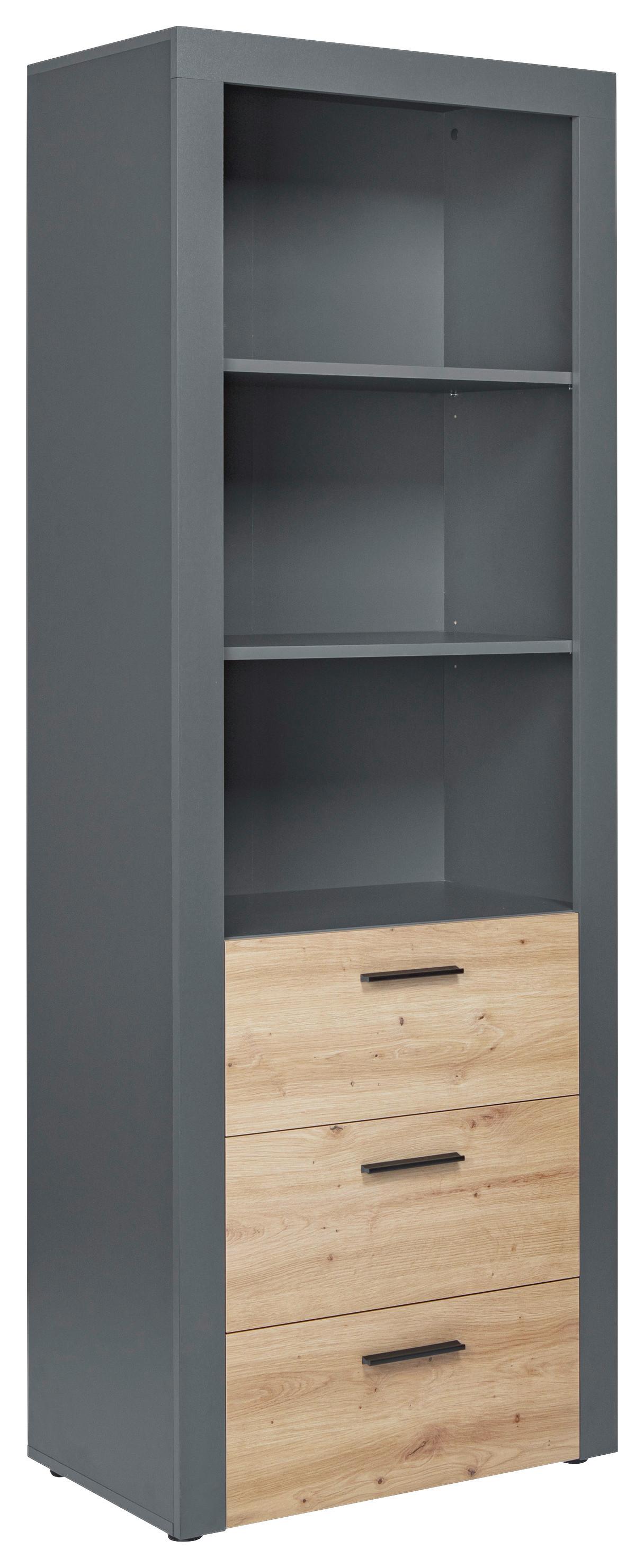 Regal mit Laden Corbeto B: 68,6 cm Anthrazit - Anthrazit/Eiche Artisan, Basics, Holzwerkstoff (68,6/190/41,6cm) - MID.YOU