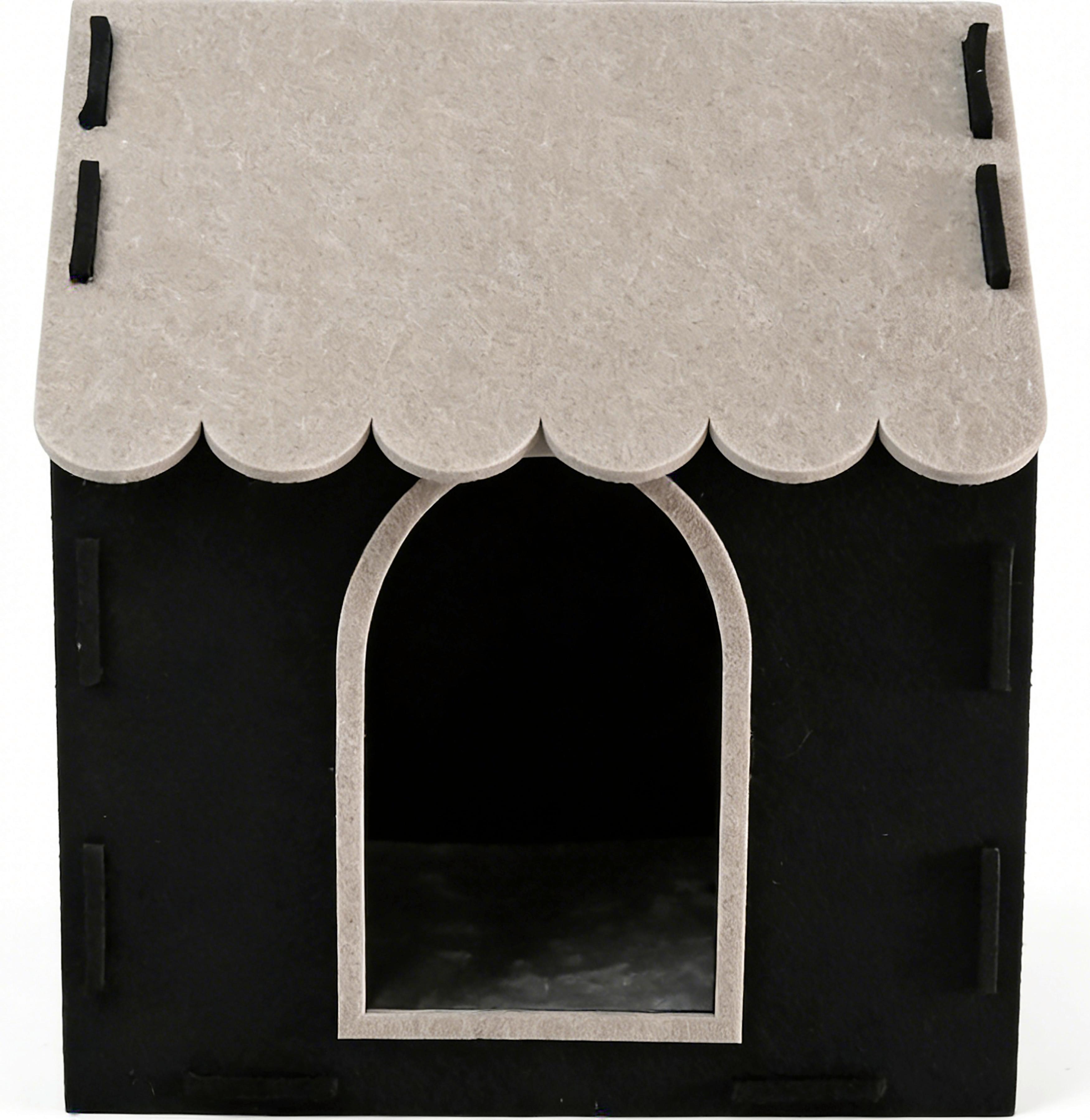 Katzensofa Lilly L: 41 cm - Schwarz/Braun, KONVENTIONELL, Textil (41/32/47cm) - Luca Bessoni