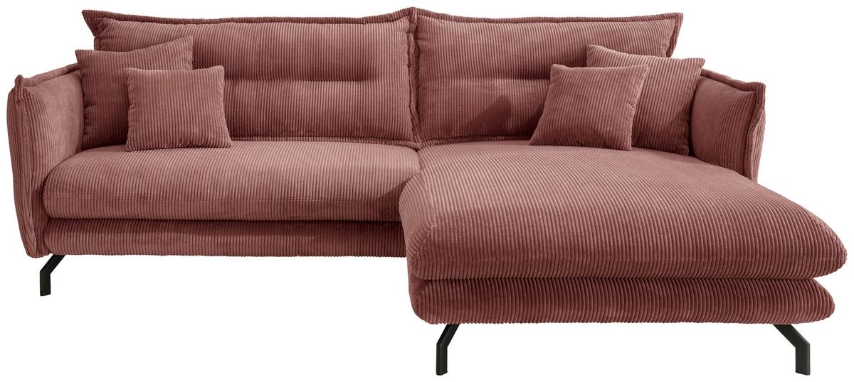 Ecksofa Lava Koralle S: 255/180 cm - Koralle/Schwarz, MODERN, Textil (255/180cm) - Livetastic