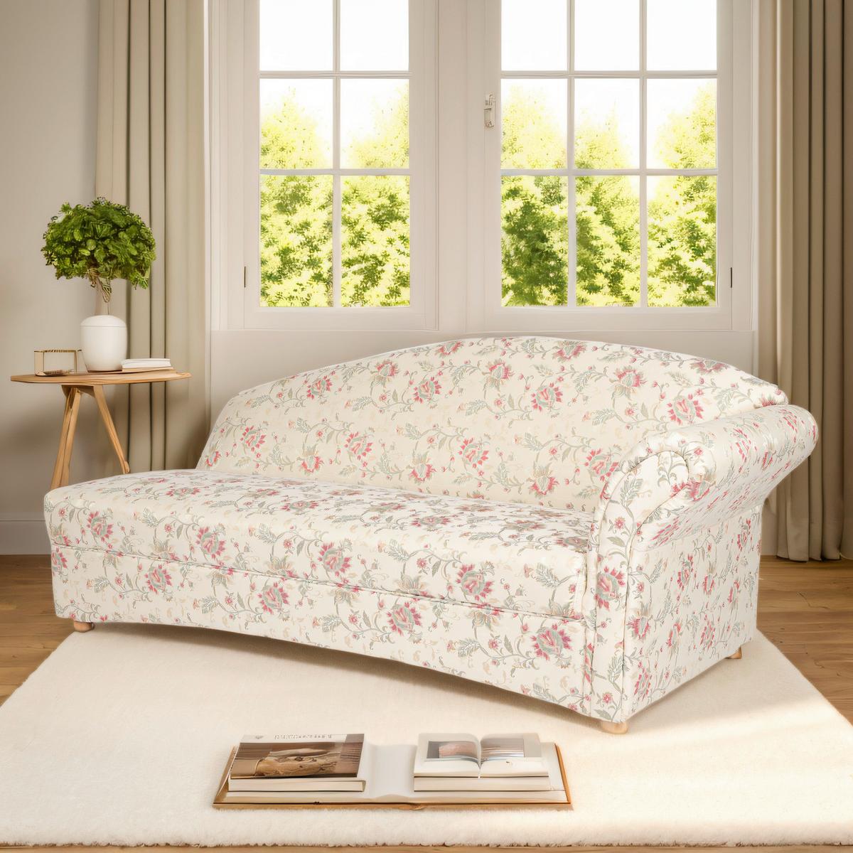 3-Sitzer Loretta ca.193x83x85 cm, Armlehne rechts - Hellbraun/Perlmutt, Basics, Holz/Textil (193/83/85cm)