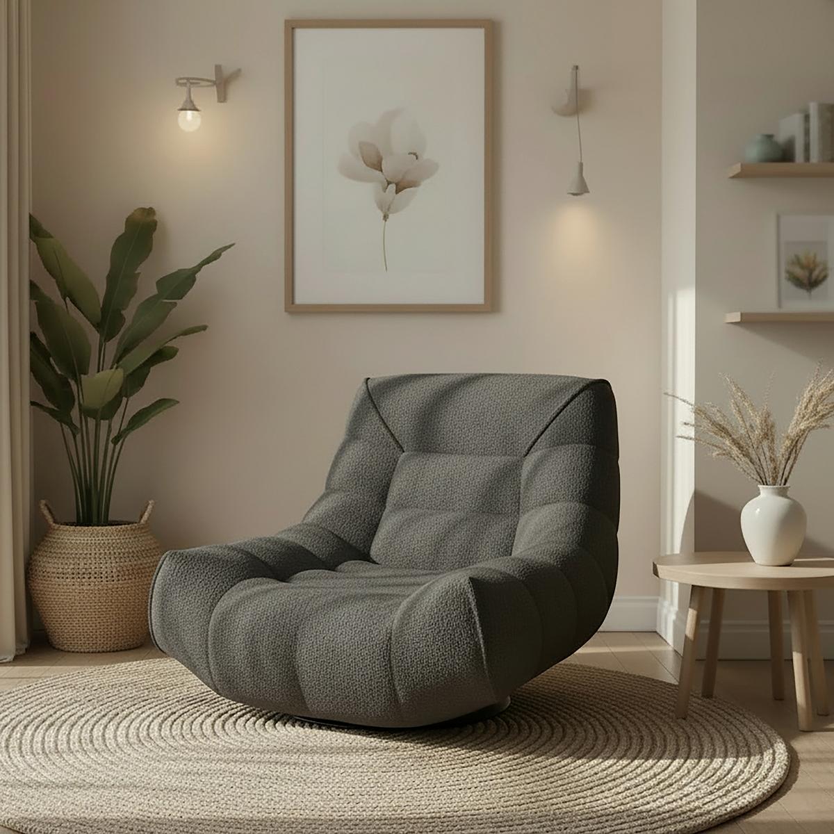 Relaxační křeslo LORENA, černé buklé, max. 140 kg - černá, Moderní, kov/textil (101/83/95cm) - Bessagi Home