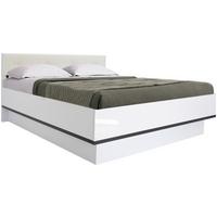 Futonbett 160x200 cm Lucca Weiß Hochglanz/Grau - Weiß/Grau, MODERN, Leder/Holzwerkstoff (160/200cm)