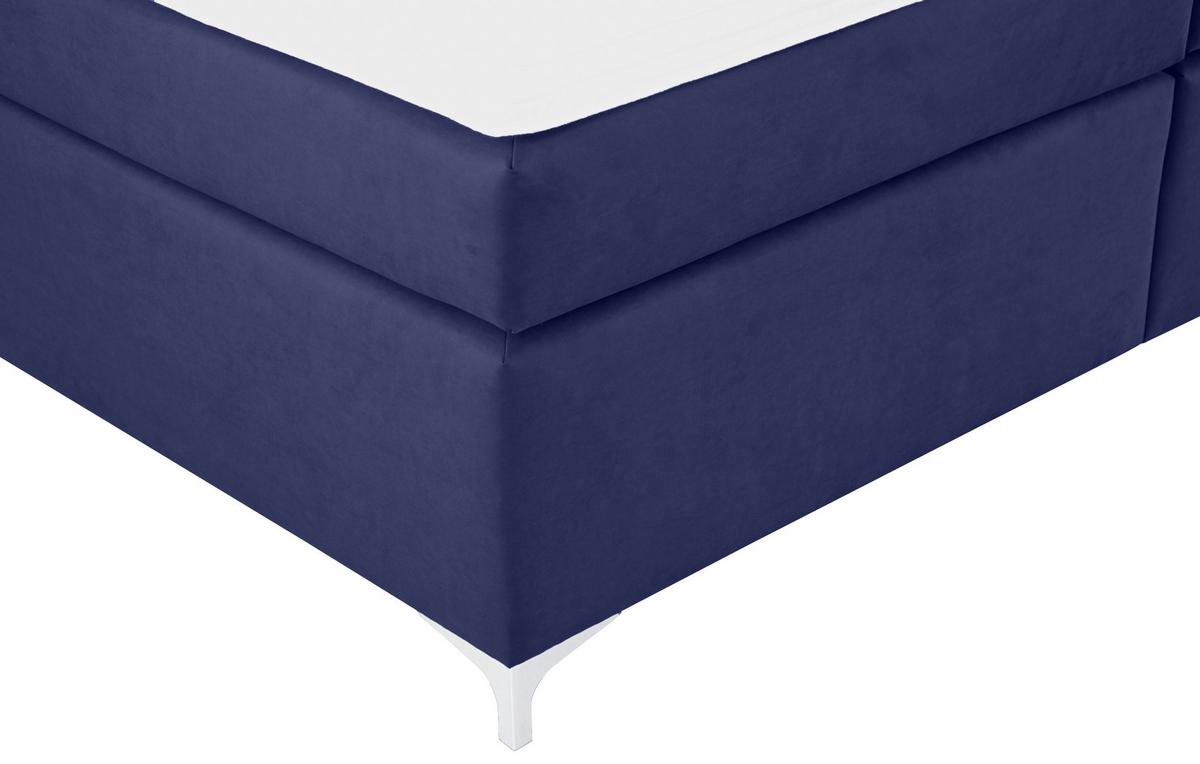 Boxspringbett mit Topper 180x200 Blau Fabio - Blau, MODERN, Textil (180/200cm)