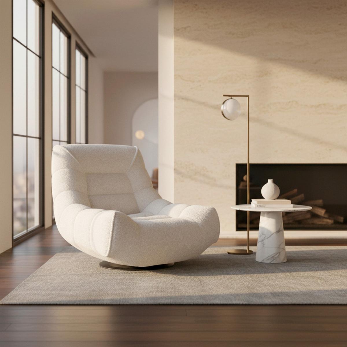 Relaxační křeslo LORENA, světle šedé buklé, max. 140 kg - černá/světle šedá, Moderní, kov/textil (101/83/95cm) - Bessagi Home