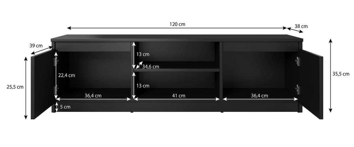 Lowboard Dingo 120 Schwarz B: 120cm - Schwarz, Design, Holzwerkstoff (120/35,5/38cm) - P & B