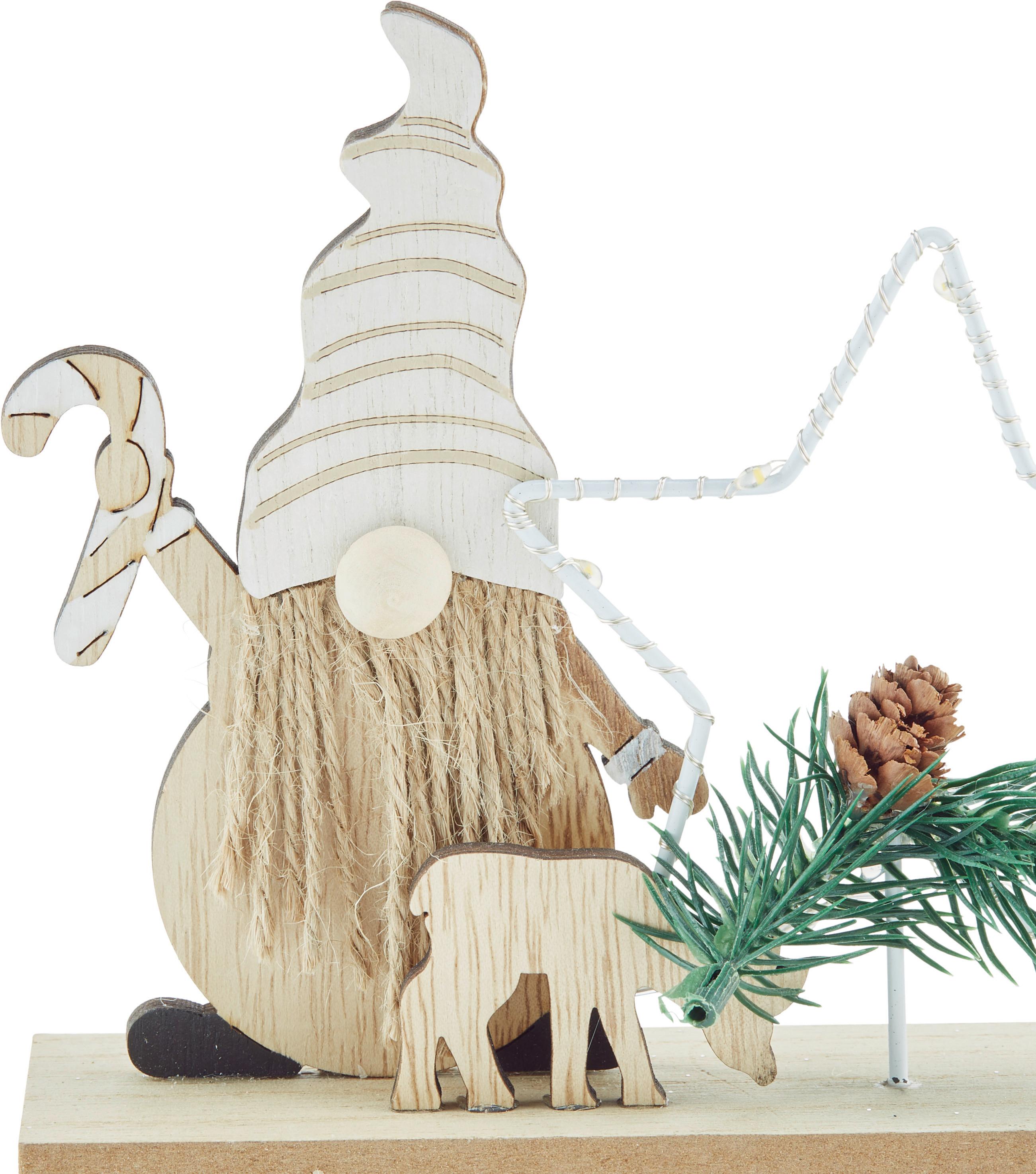 Weihnachtswichtel mit Stern Holz/Metall Stehend H: 14,5 cm