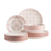 Tellerset 18 -Teilig. Grau/Rosa/Rot/Weiß - Rot/Rosa, Basics, Keramik - Mäser