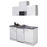 Küchenzeile Lucca Mit Geräten 150 Cm Weiß - Graubraun/Weiß, KONVENTIONELL, Holzwerkstoff (150,5cm) - FlexWell