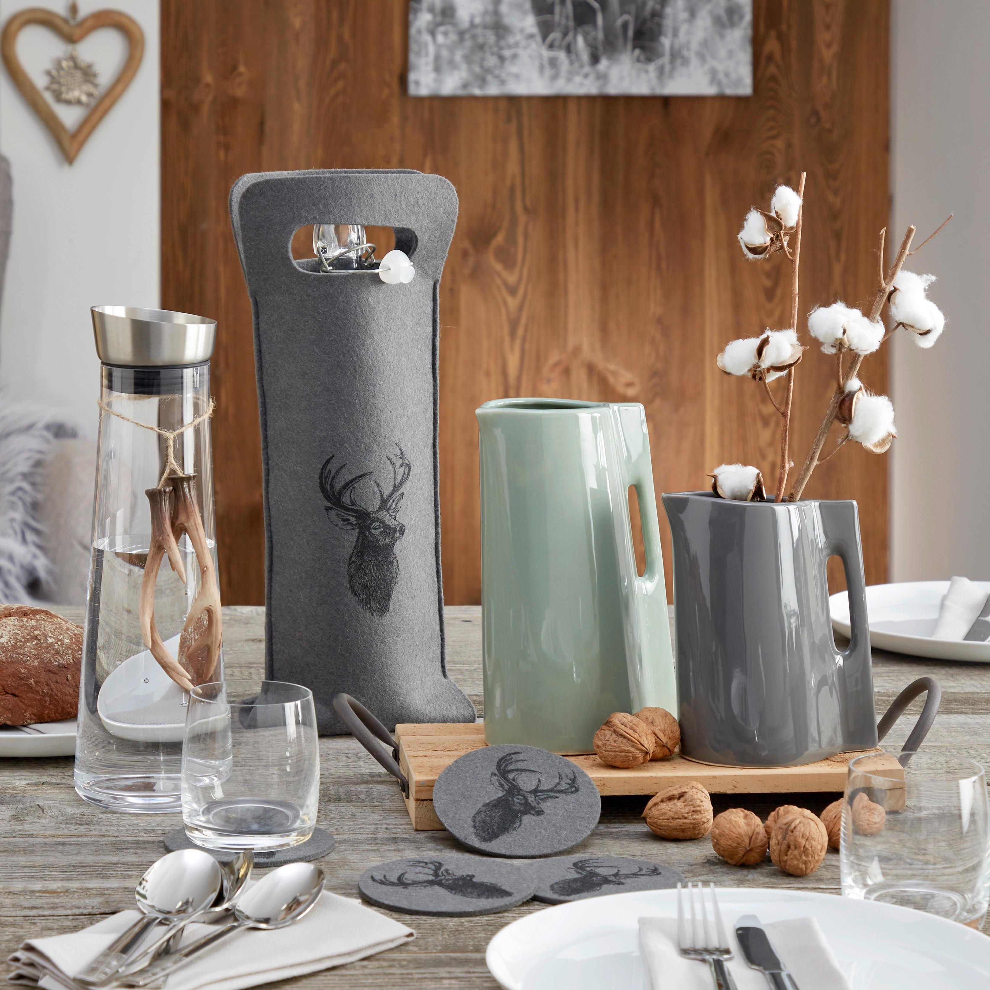 Vase Hermen Porzellan Grau H: 16,3 Cm - Grau, MODERN, Keramik (14/8,5/16,3cm) - Luca Bessoni