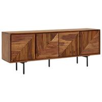 Sideboard Sheesham Sheeshamfarben B: 140 Cm - Sheeshamfarben/Schwarz, Design, Holz (140/54/33cm) - MID.YOU