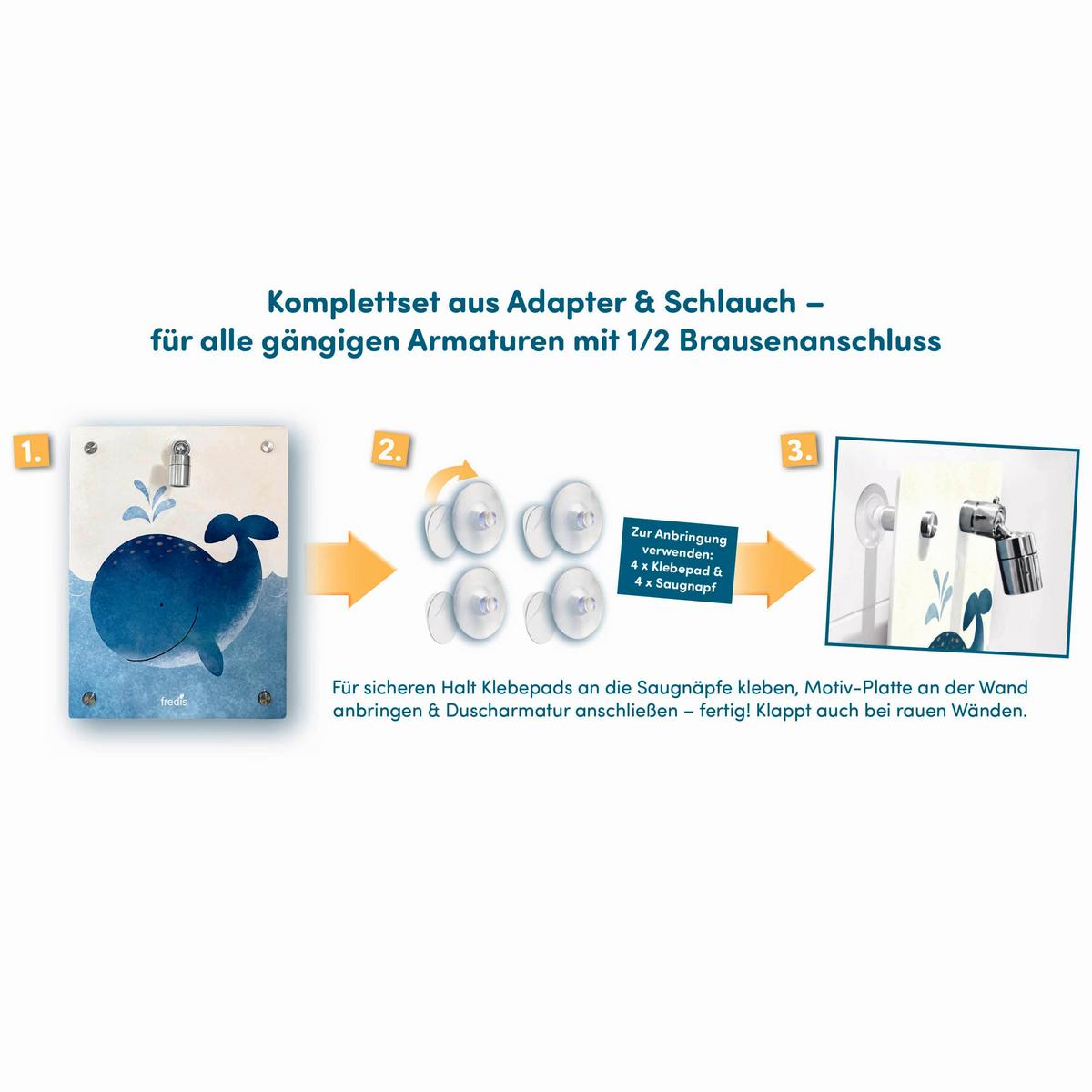 Kinderdusche Fredis Kinderdusche Wal - Blau/Weiß, Basics, Kunststoff (30/4,5/40cm)