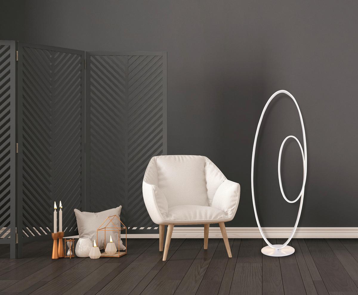 Led-stehlampe Dimmbar Weiß Rund, Drehdimmer - Weiß, Basics, Kunststoff/Metall (25/40cm) - Näve