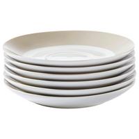 Untertassenset Weiß Taupe 6-teilig D: 14,5 cm - Taupe/Weiß, Basics, Keramik (14,5cm) - Van Well