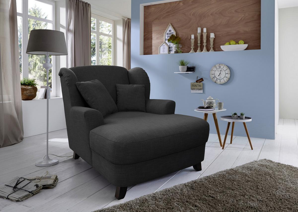 XXXL-Sessel Asado dunkelgrau inkl. Zierkissen, B: 109 cm - Dunkelgrau/Dunkelbraun, MODERN, Holzwerkstoff/Textil (109/104/145cm) - Sit & More