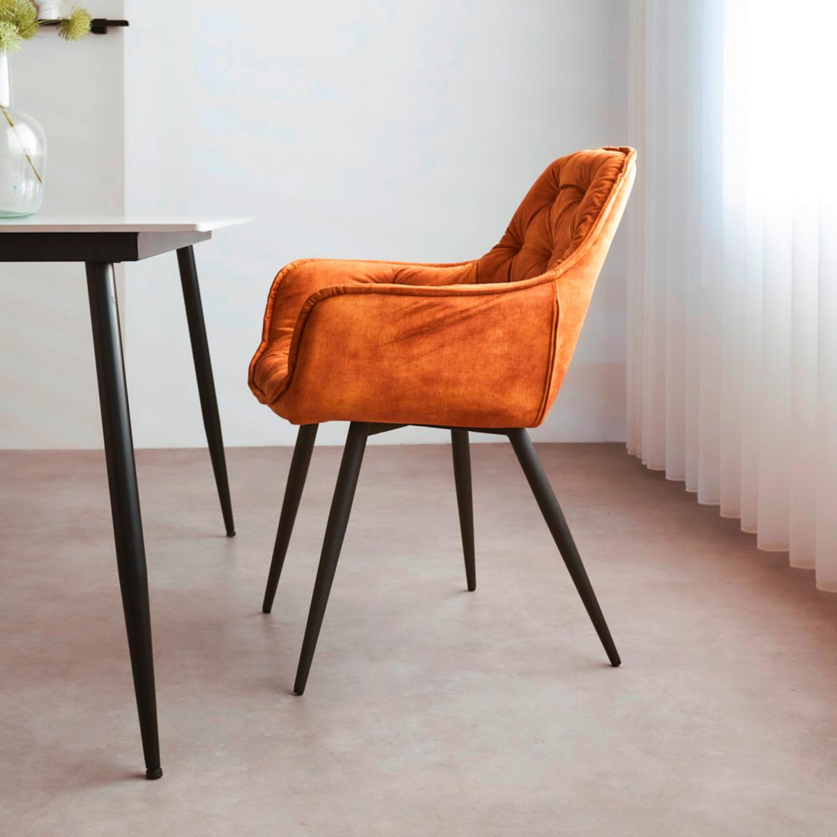 Armlehnstuhl-Set Alan Cognac B: 54 cm - Cognac/Schwarz, MODERN, Textil/Metall (54/86/53cm) - MID.YOU