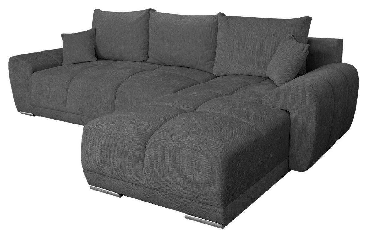 ECKSCHLAFSOFA Ramon, Graphitf. S: 296x182 cm - Chromfarben/Beige, Trend, Textil (296/182cm)