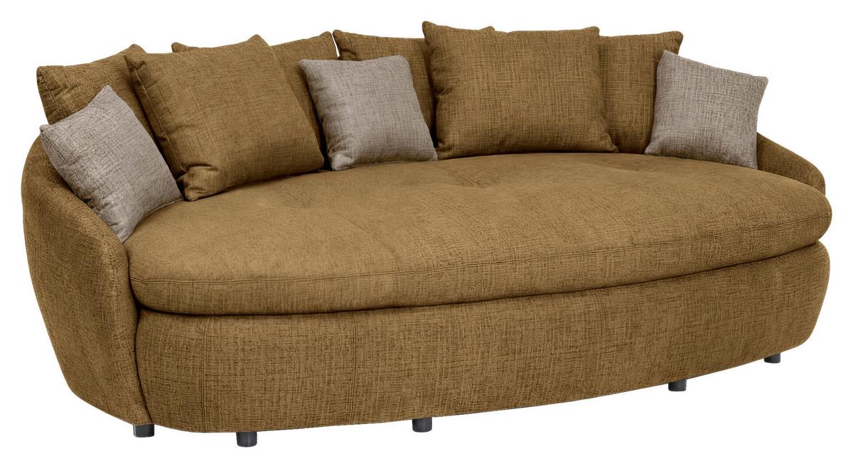 Megasofa Aruba 2 mit Kissen B: 238cm,karamell Chenille - Karamell/Schwarz, Trend, Textil (238/80/140cm) - Luca Bessoni