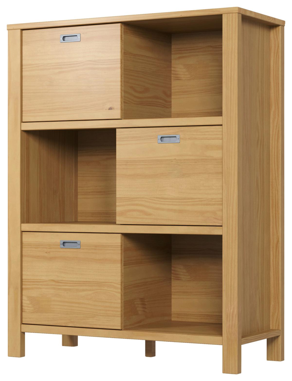 Könyvesszekrény Tolóajtókkal Eterno - natúr színű, Konventionell, faalapú anyag/fa (100/130/43cm) - Livetastic