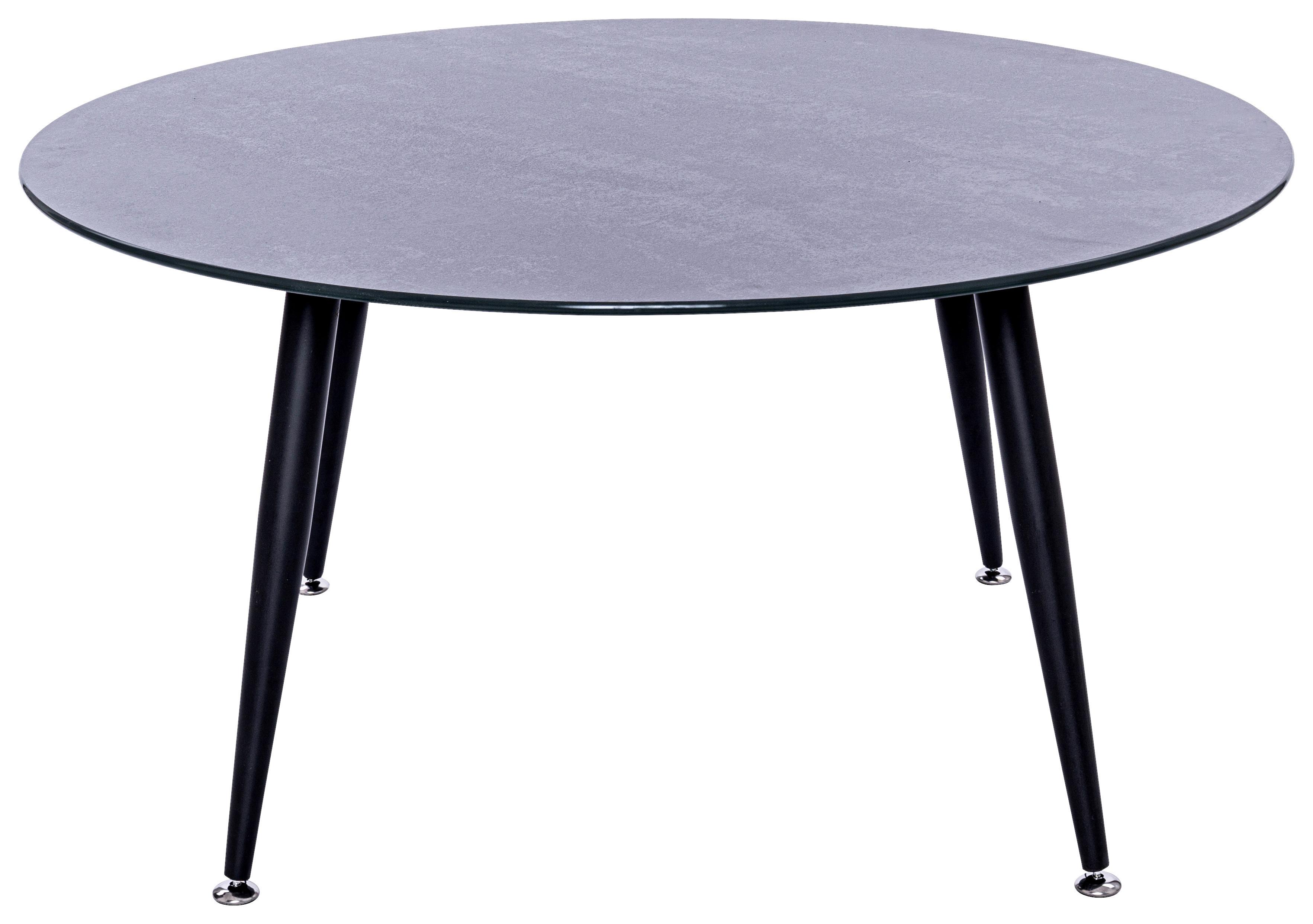 Couchtisch Rund mit Glasplatte In Zementoptik Anthrazit - Anthrazit/Schwarz, LIFESTYLE, Glas/Metall (80/42cm) - MID.YOU