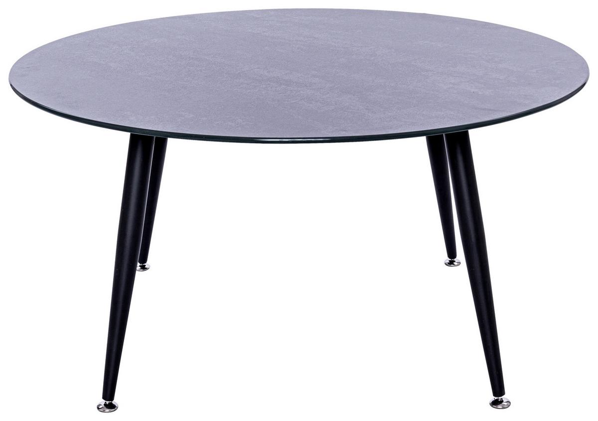 Couchtisch Rund Mit Glasplatte In Zementoptik Anthrazit - Anthrazit/Schwarz, LIFESTYLE, Glas/Metall (80/42cm) - MID.YOU