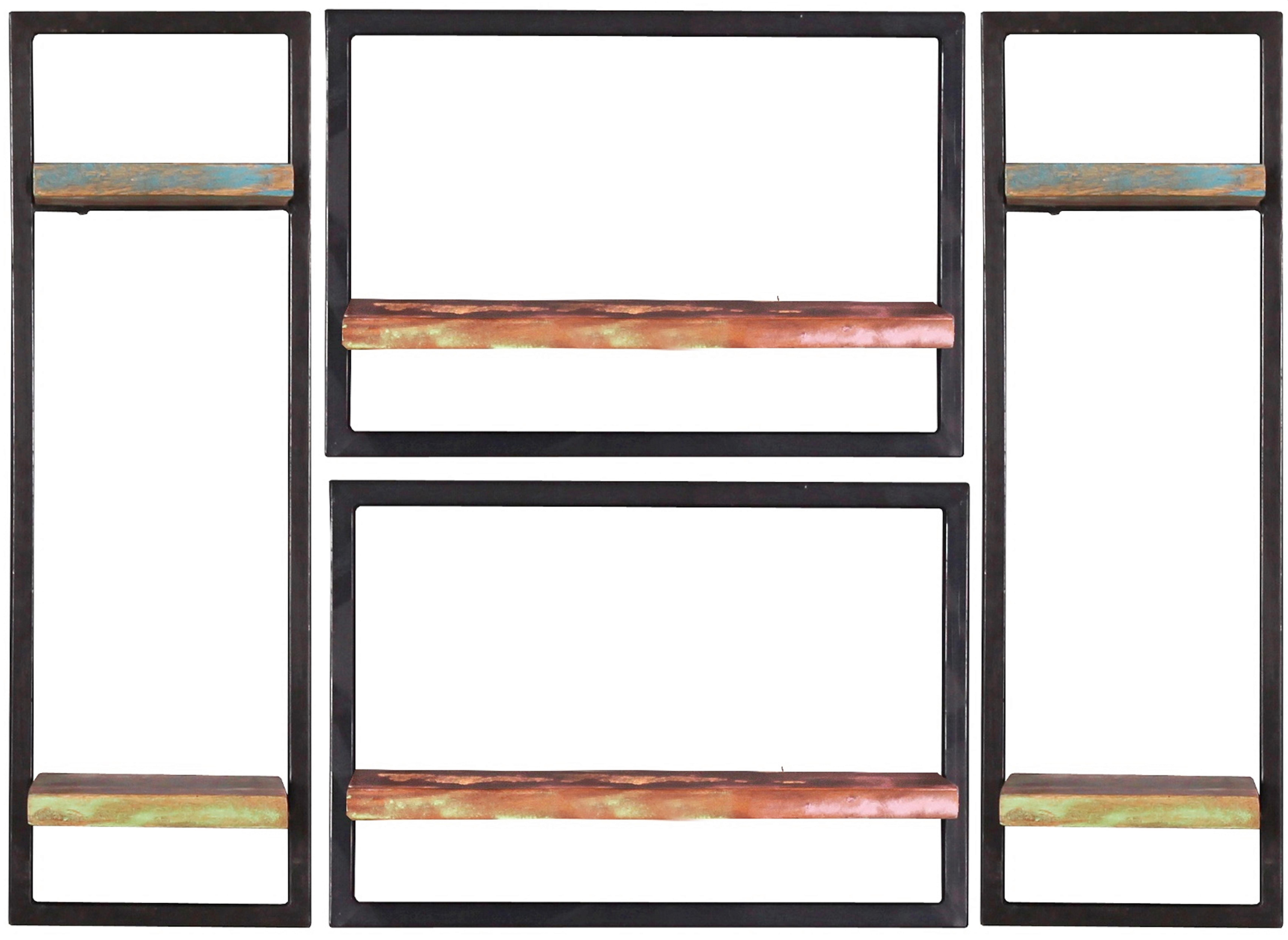 Wandregalset 4-tlg. Altholz/Schwarz B: 110cm - Multicolor/Schwarz, Design, Holz/Metall (110/75/25cm) - MID.YOU
