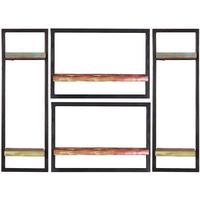 Wandregalset 4-tlg. Altholz/Schwarz B: 110cm - Multicolor/Schwarz, Design, Holz/Metall (110/75/25cm) - MID.YOU