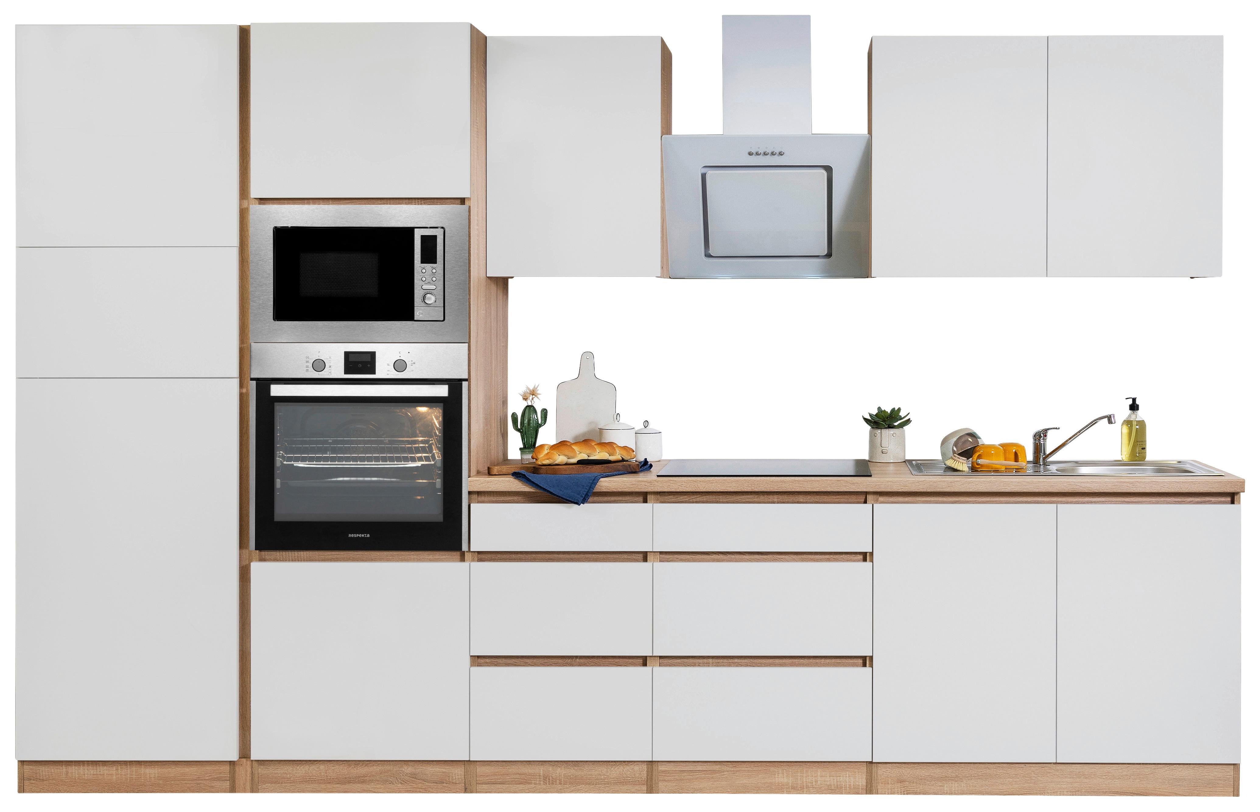 Küchenblock Lorena Küchenblock 335 cm - Eichefarben/Weiß, Basics, Holzwerkstoff (335cm) - Respekta
