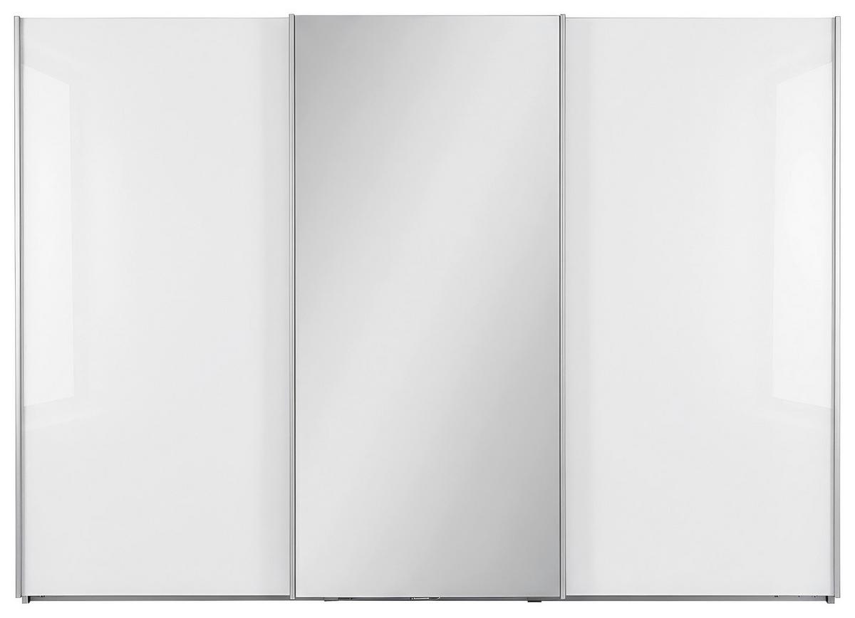 Schwebetürenschrank Lumos Weißglas Mit Spiegel B: 298cm - Weiß, Trend, Glas/Holzwerkstoff (298/222/68cm) - Luca Bessoni