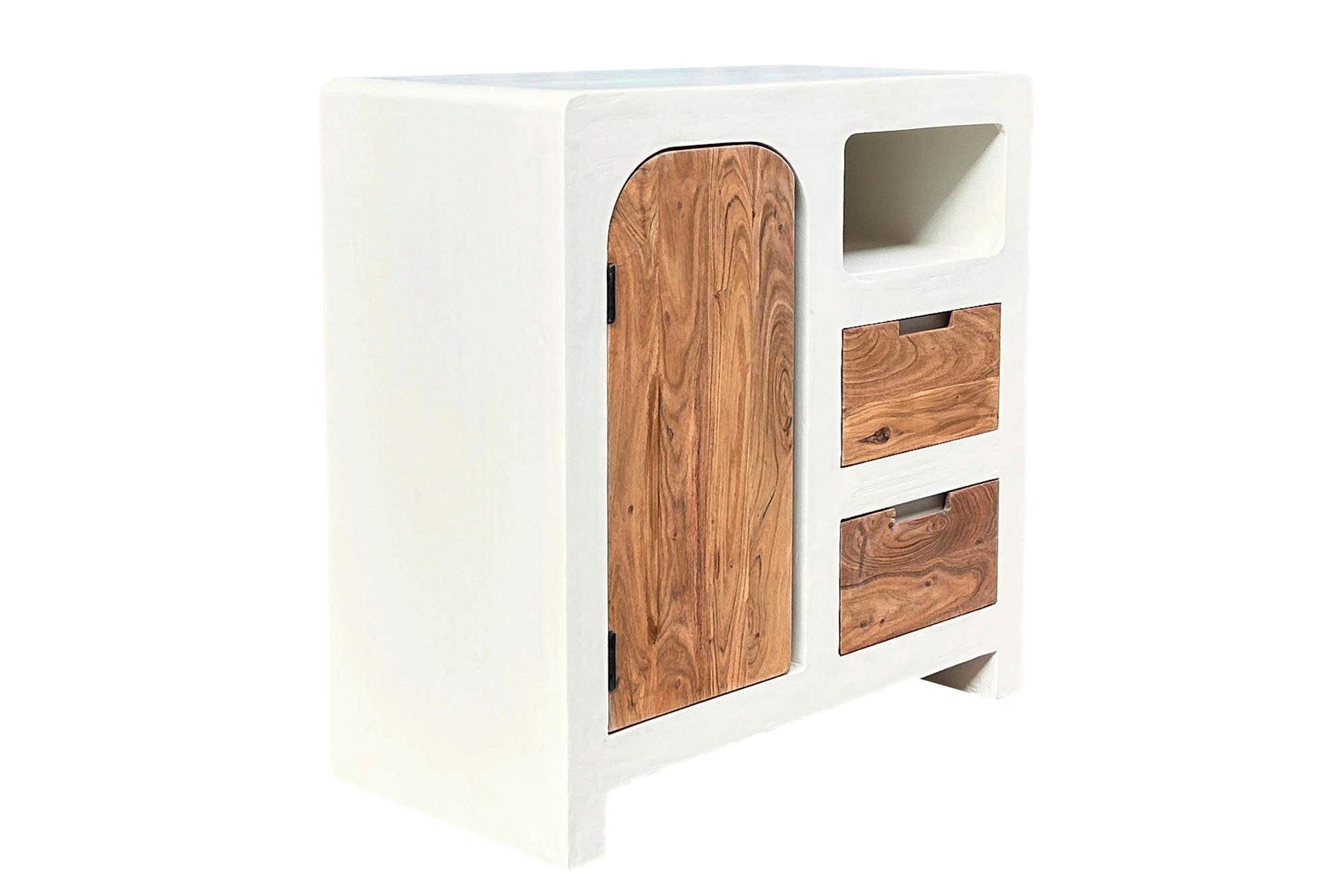 KOMMODE Naturfarben/Weiß B: 80cm - Weiß/Naturfarben, Design, Holz/Holzwerkstoff (80/80/40cm) - MID.YOU