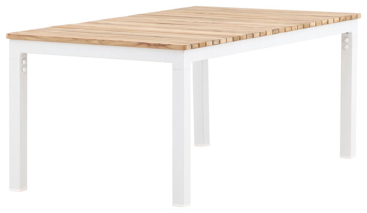 Loungetisch Brasilia - Weiß/Teakfarben, KONVENTIONELL, Holz/Metall (110/60/45cm) - Gardenson