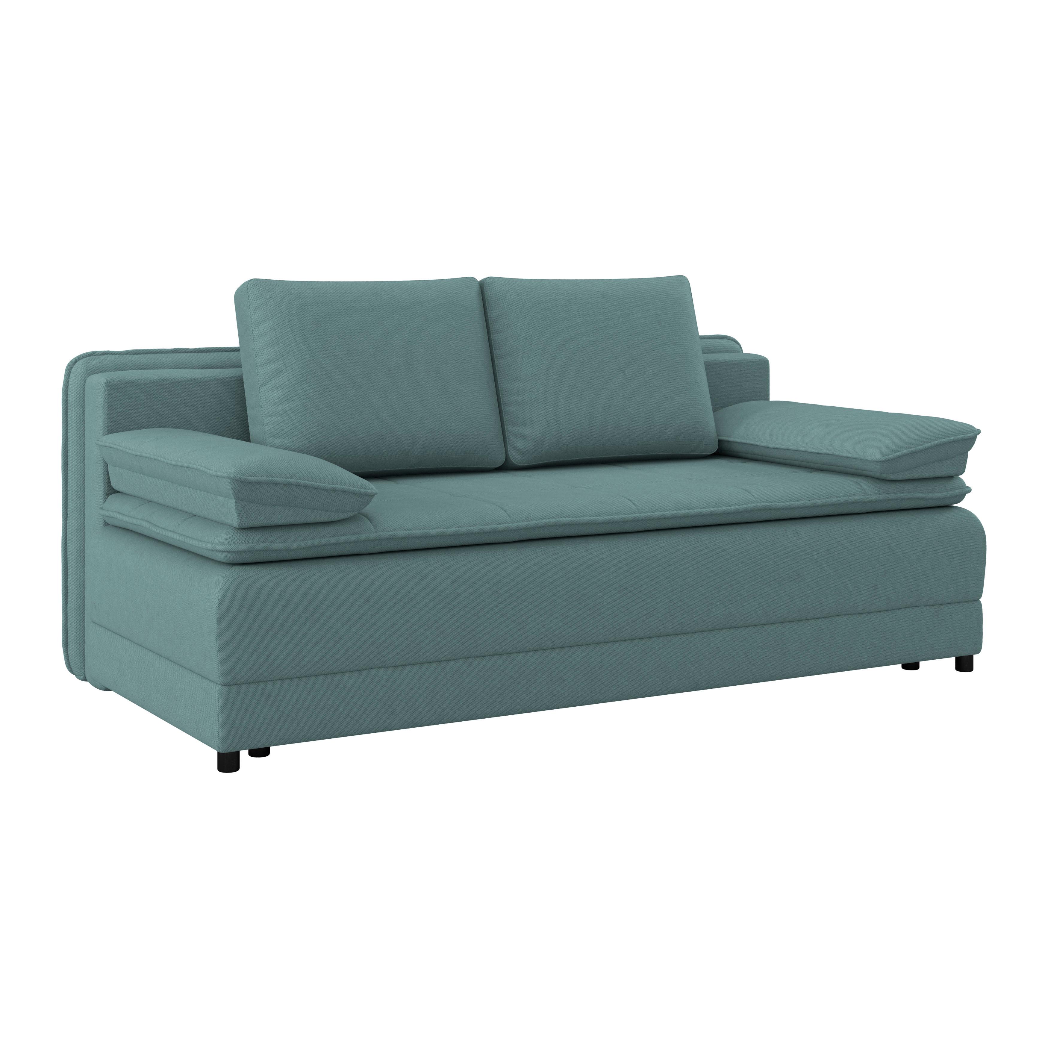 Schlafsofa Alice - Türkis/Schwarz, MODERN, Textil (202/73-92/105cm) - Luca Bessoni